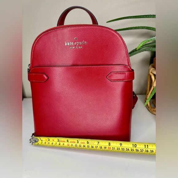 Kate Spade Staci Dome Backpack Red Currant Saffiano Leather Designer Bag NWT - Picture 10 of 11